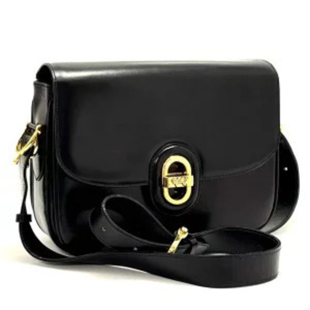 Celine Turnlock Shoulder Bag Calfskin Black